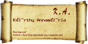 Kürthy Annamária névjegykártya